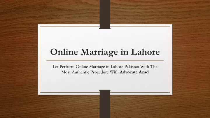 online marriage in lahore