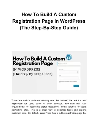 how to build a custom registration page