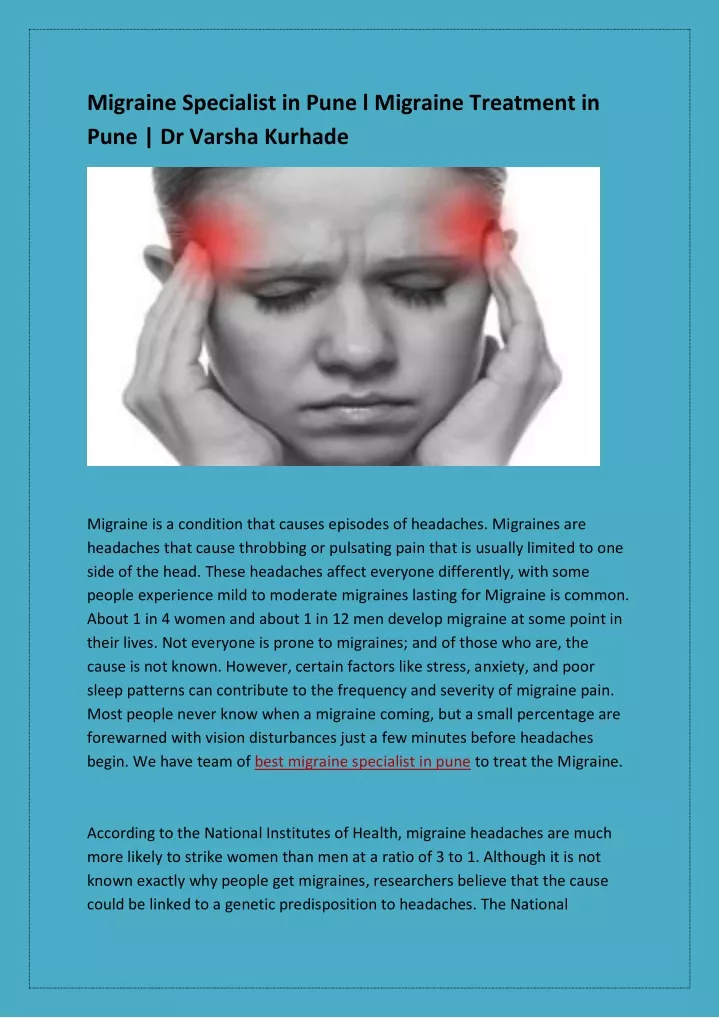 migraine specialist in pune l migraine treatment