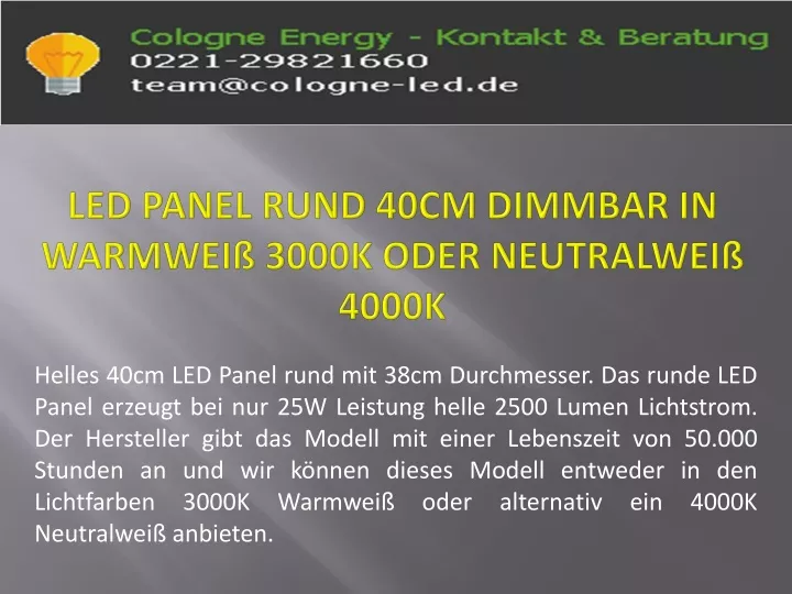 led panel rund 40cm dimmbar in warmwei 3000k oder neutralwei 4000k