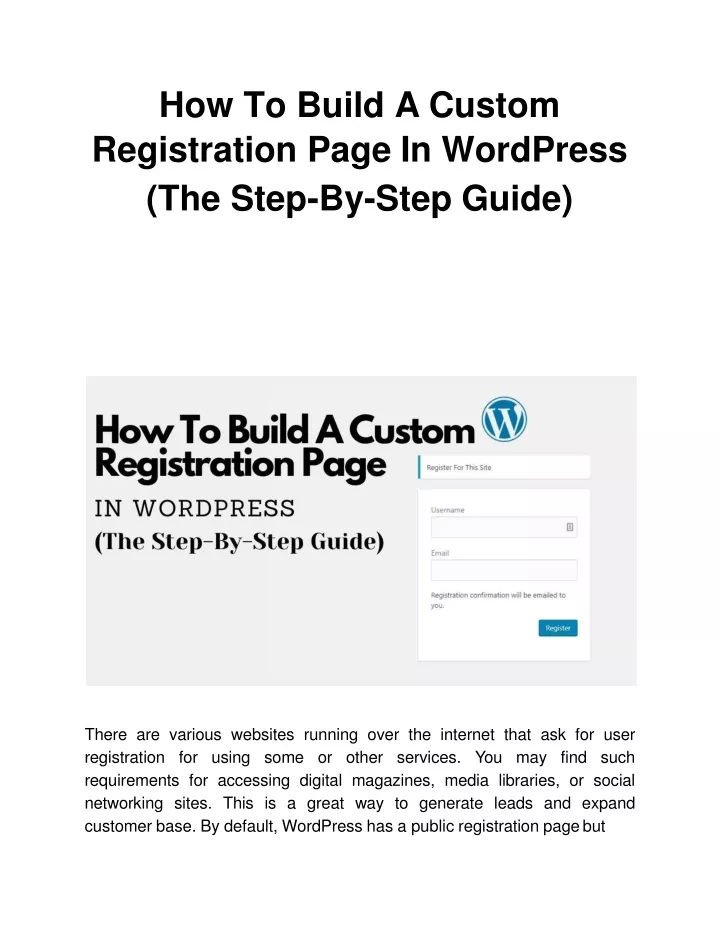 how to build a custom registration page in wordpress the step by step guide