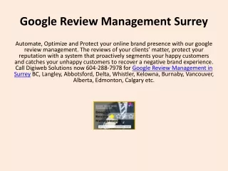 Google Review Management Surrey BC Alberta Vancouver