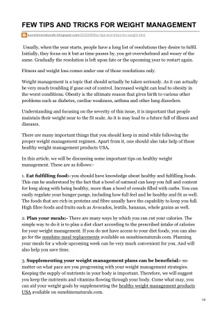 few tips and tricks for weight management