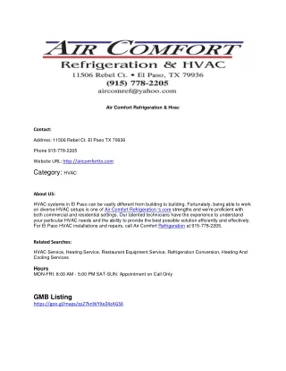 Air Comfort Refrigeration & Hvac