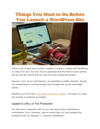 things you must to do before you launch