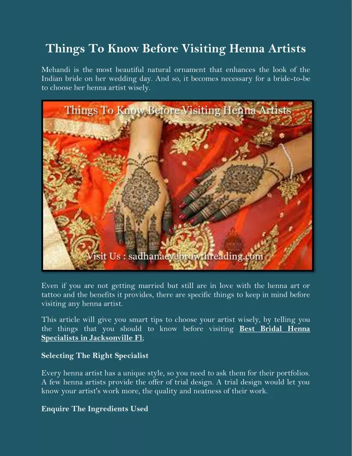 things to know before visiting henna artists