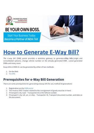 How to Generate E-Way Bill?