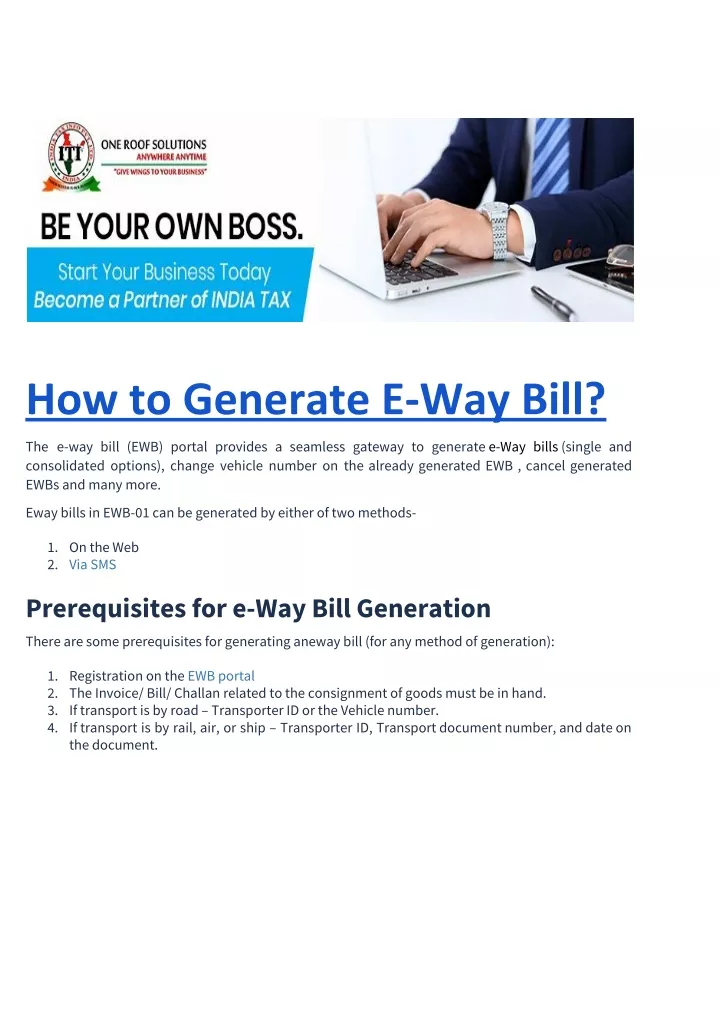 how to generate e way bill