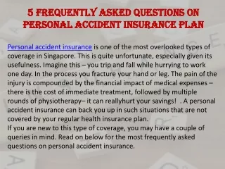 5 Frequently Asked Questions on Personal Accident Insurance Plan