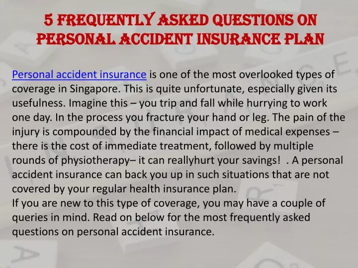 5 frequently asked questions on personal accident
