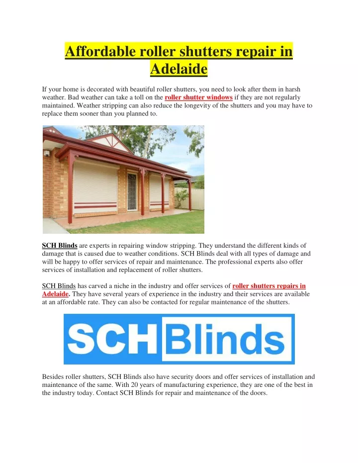 affordable roller shutters repair in adelaide