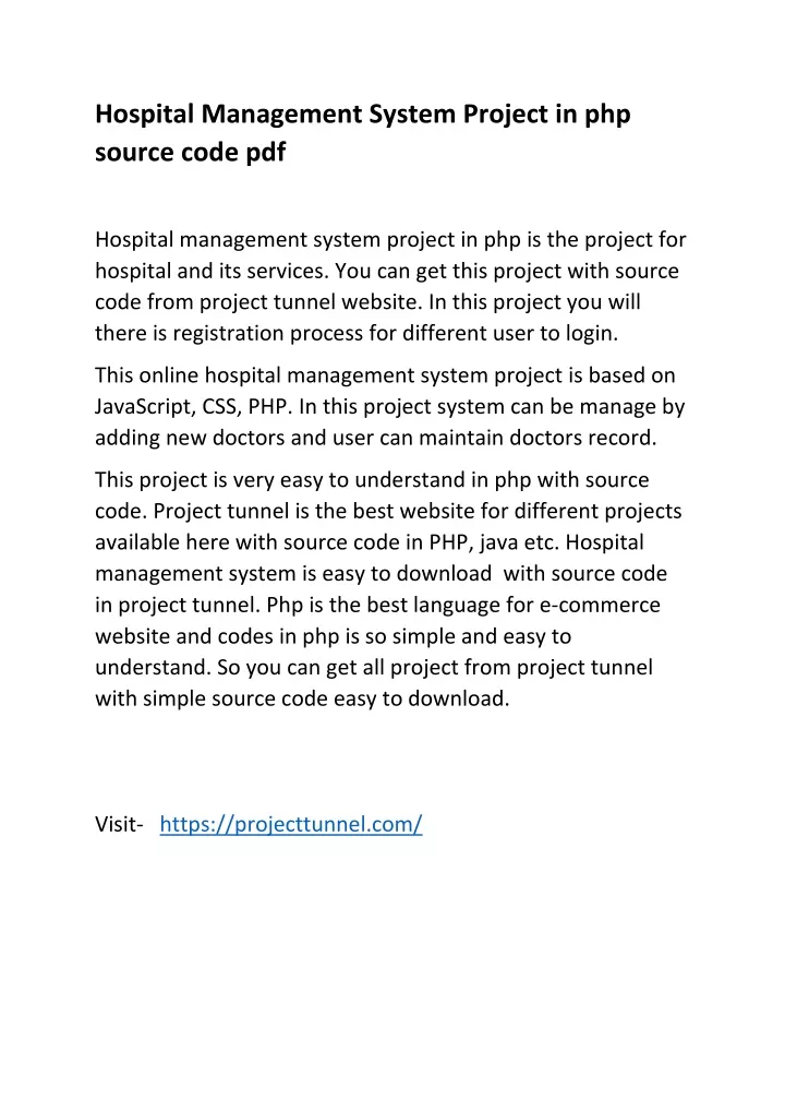 hospital management system project in php source
