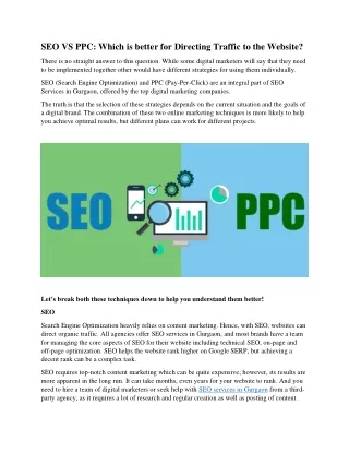 SEO VS PPC: Which is better for Directing Traffic to the Website?