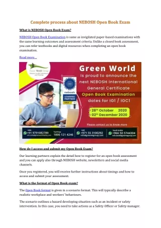 what is nebosh open book exam