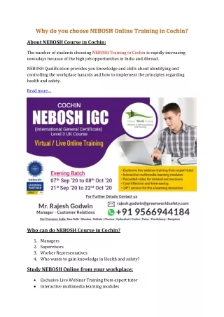 about nebosh course in cochin