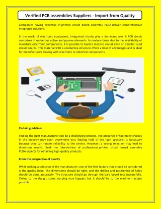 verified pcb assemblies suppliers import from