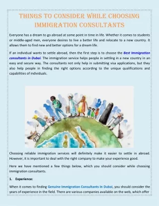 Things to Consider While Choosing Immigration Consultants