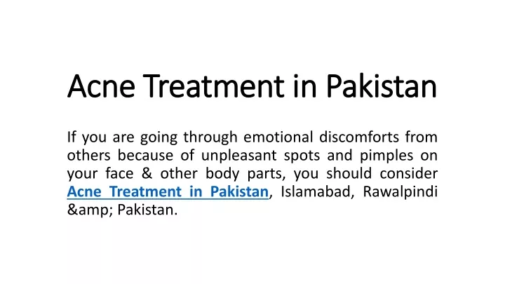 acne treatment in pakistan