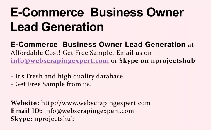 e commerce business owner lead generation