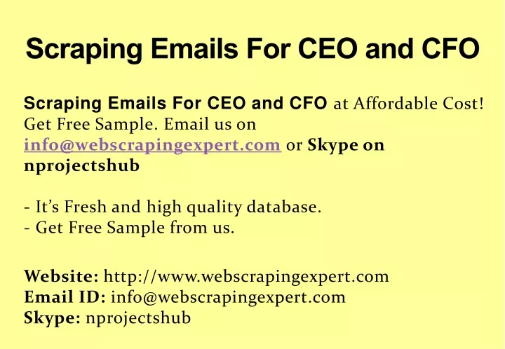 scraping emails for ceo and cfo