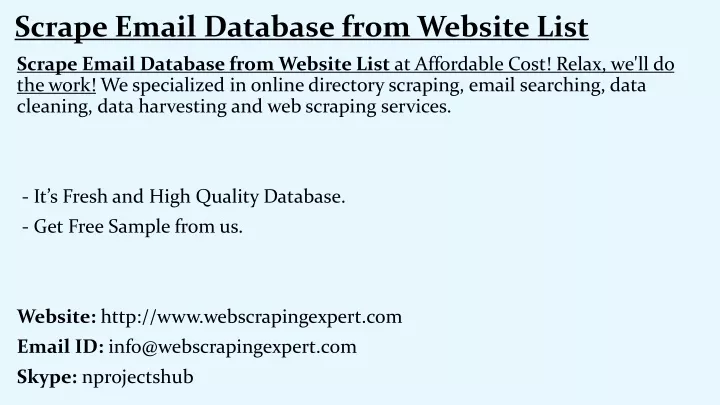 scrape email database from website list