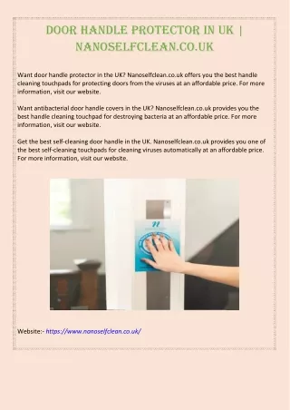 Door Handle Protector In UK | Nanoselfclean.co.uk