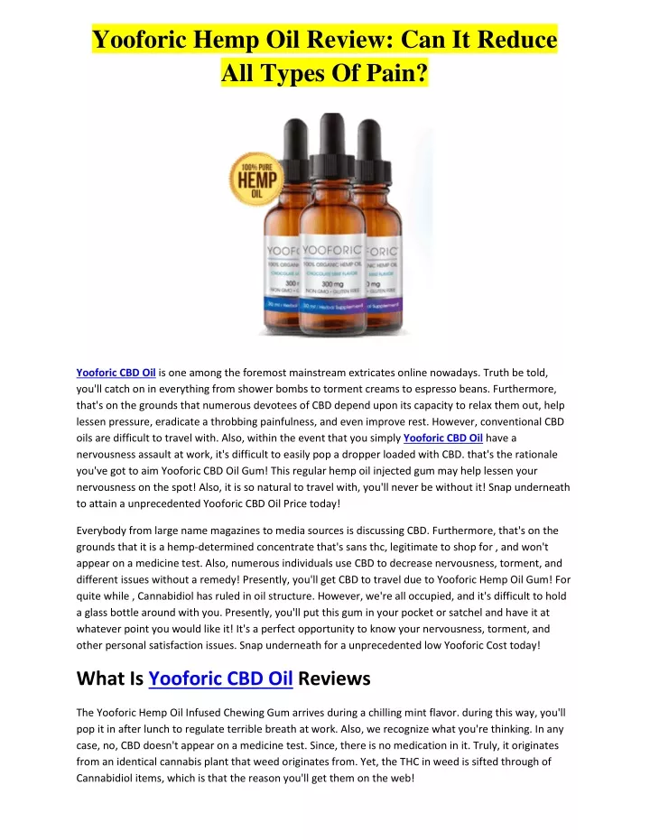 yooforic hemp oil review can it reduce all types