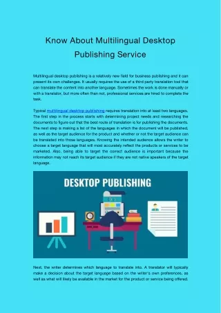 Know About Multilingual Desktop Publishing Service