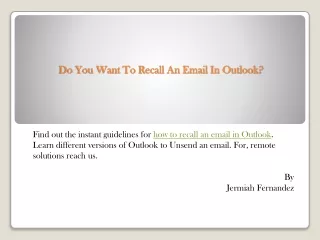 do you want to recall an email in outlook