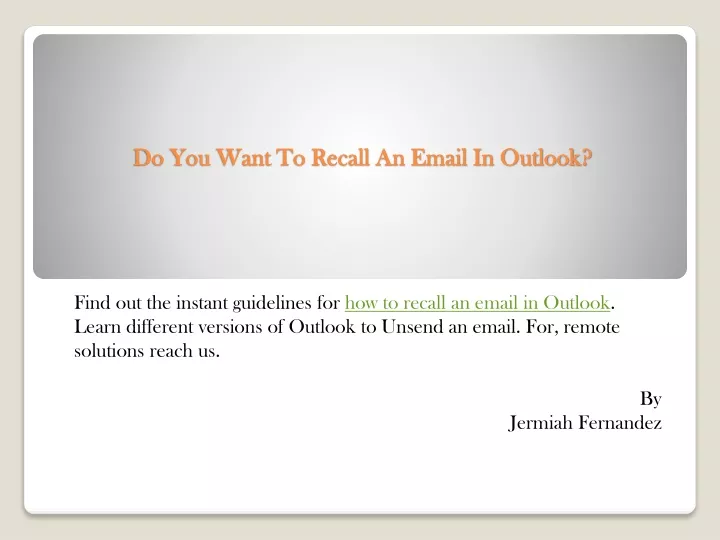 do you want to recall an email in outlook