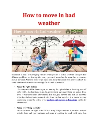 how to move in bad weather
