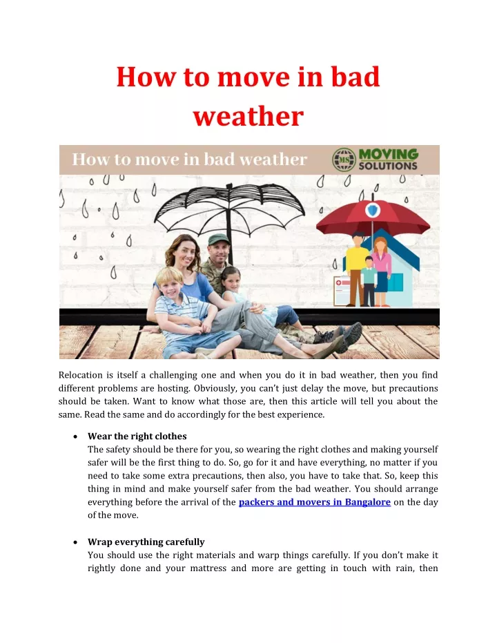how to move in bad weather
