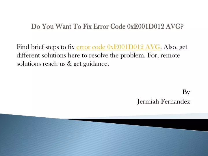do you want to fix error code 0xe001d012 avg