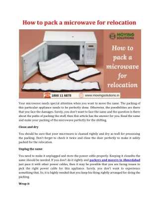 how to pack a microwave for relocation