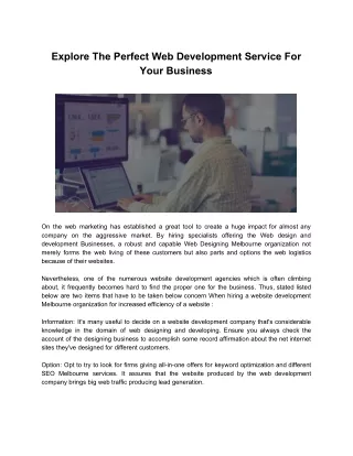 explore the perfect web development service