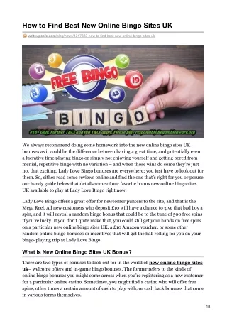 how to find best new online bingo sites uk