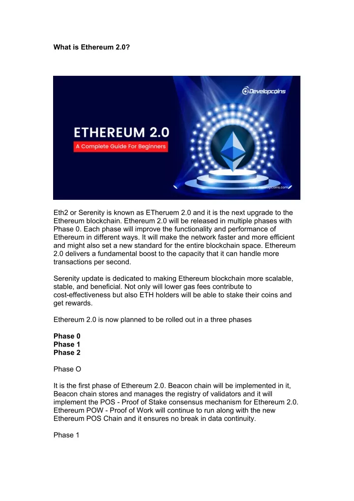 what is ethereum 2 0