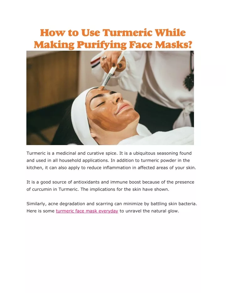 how to use turmeric while making purifying face