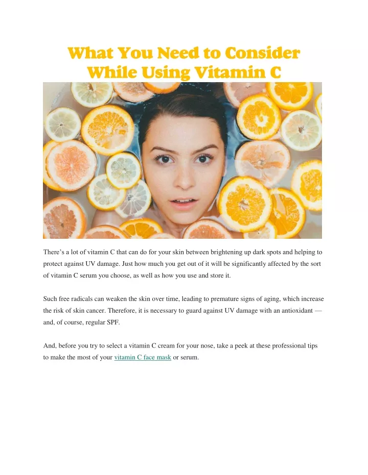 what you need to consider while using vitamin c