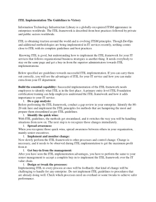 itil implementation the guidelines to victory