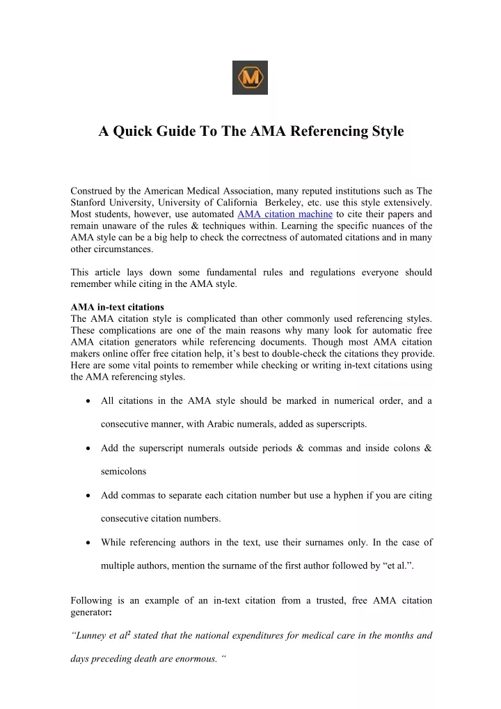 a quick guide to the ama referencing style