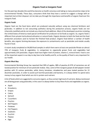 Organic Food vs Inorganic Food