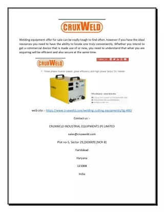welding equipment offer for sale can be really