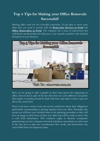 Top 3 Tips for Making your Office Removals Successful!