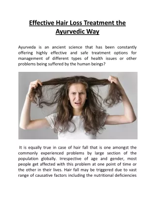 Effective Hair Loss Treatment the Ayurvedic Way