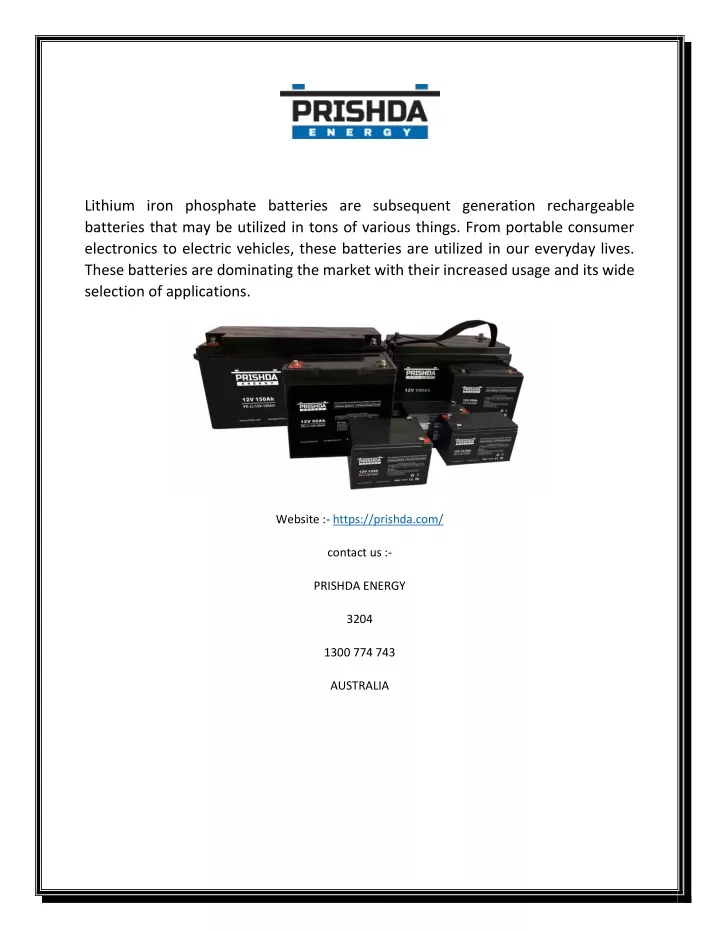 lithium iron phosphate batteries are subsequent