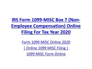 IRS Form 1099-MISC Box 7 (Non-Employee Compensation) Online Filing For Tax Year 2020