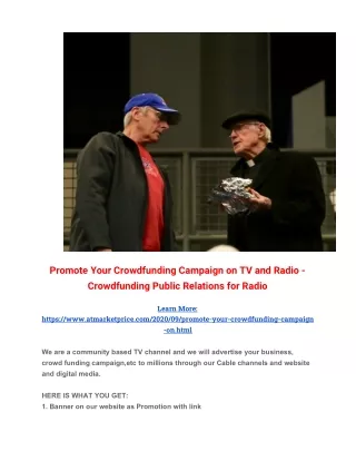 Promote Your Crowdfunding Campaign on TV and Radio - Crowdfunding Public Relations for Radio