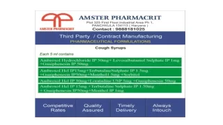 Third Party Manufacturing Service-Pharmaceutical Cough Syrups