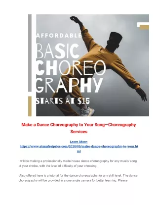 Make a Dance Choreography to Your Song—Choreography Services